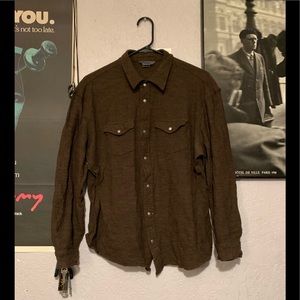 John Varvatos - brown Distressed knit button up